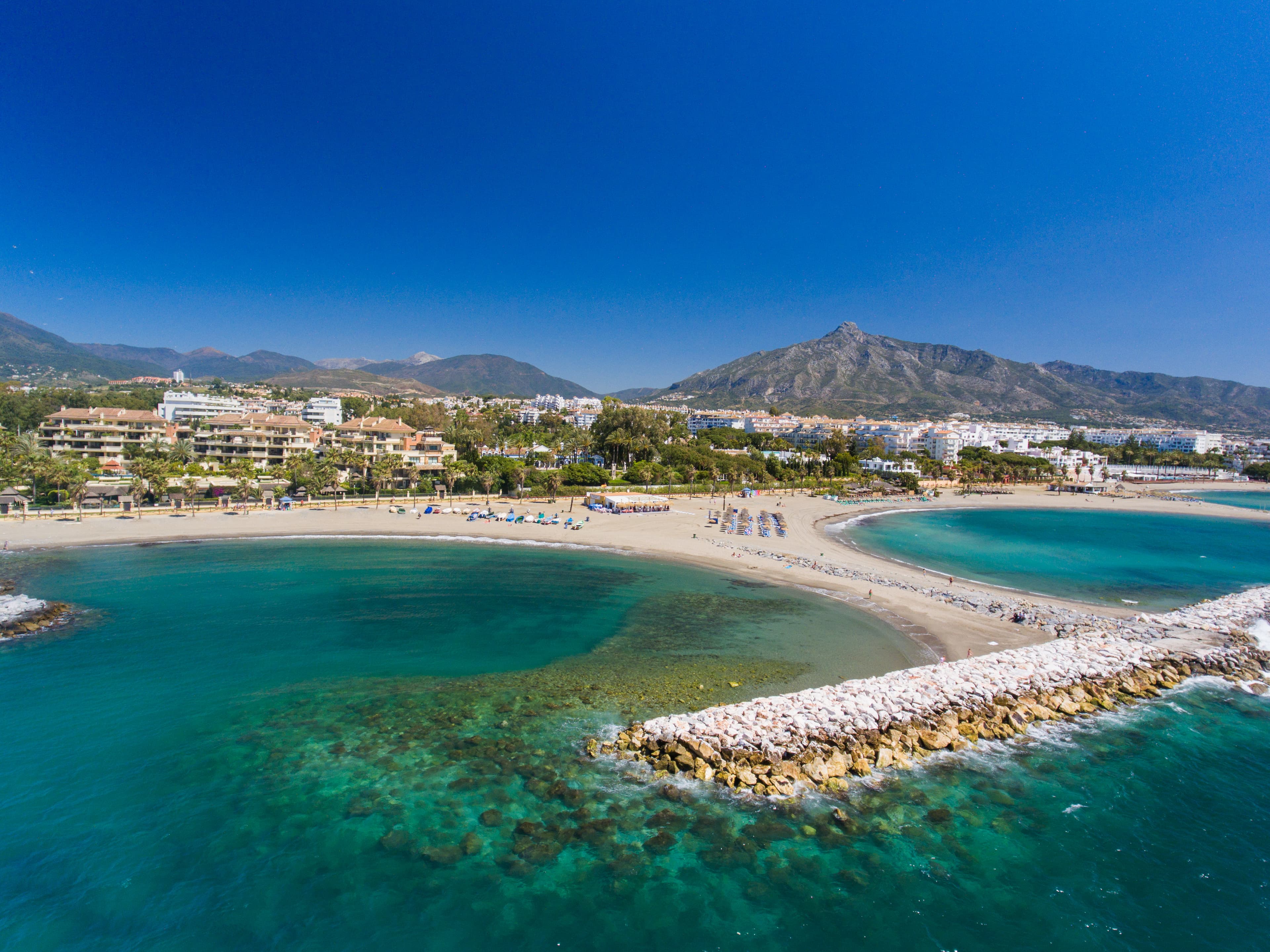 Aerial view of Marbella's coastline at the Costa del Sol